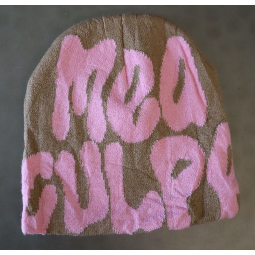 Mea Culpa Unisex O/S Brown & Pink Edition Logo Knitted Beanie Hat